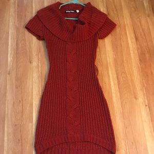 Knitted burnt orange mini dress